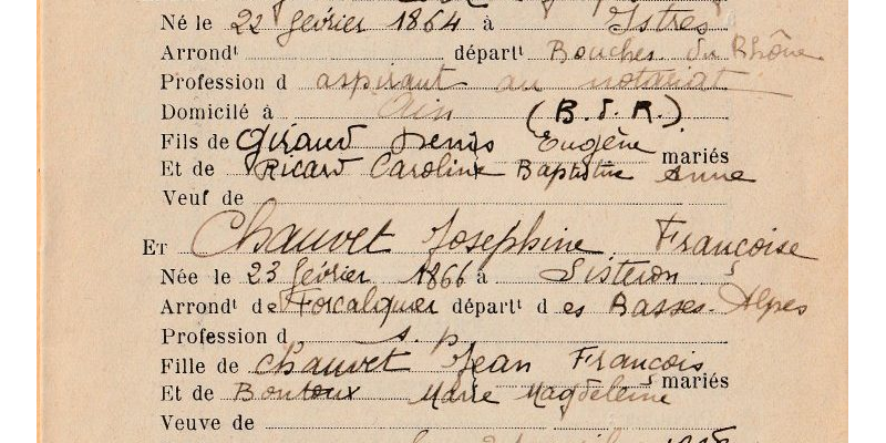 Livret de famille des parents de Denise Giraud