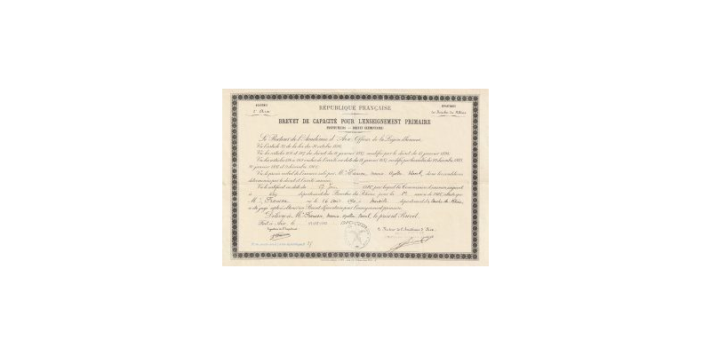 Brevet de capacité pour l'enseignement primaire de Raoul Francou