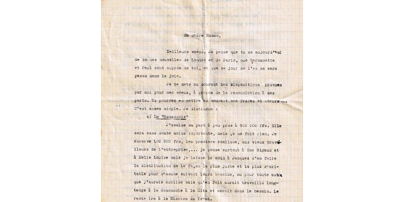 Lettre de François à Denise - 1958